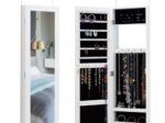 Wall Mounted Hanging Jewelry Cabinet with Mirror
