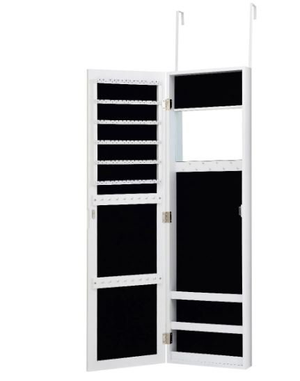 Wall Mounted Hanging Jewelry Cabinet with Mirror