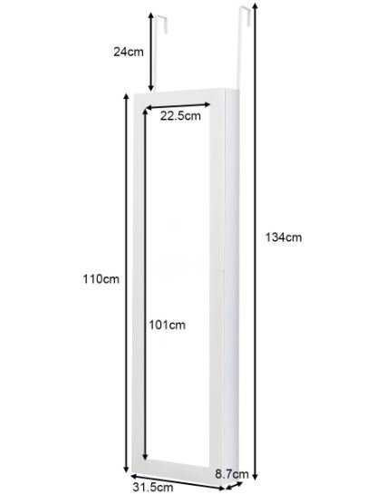 Wall Mounted Hanging Jewelry Cabinet with Mirror