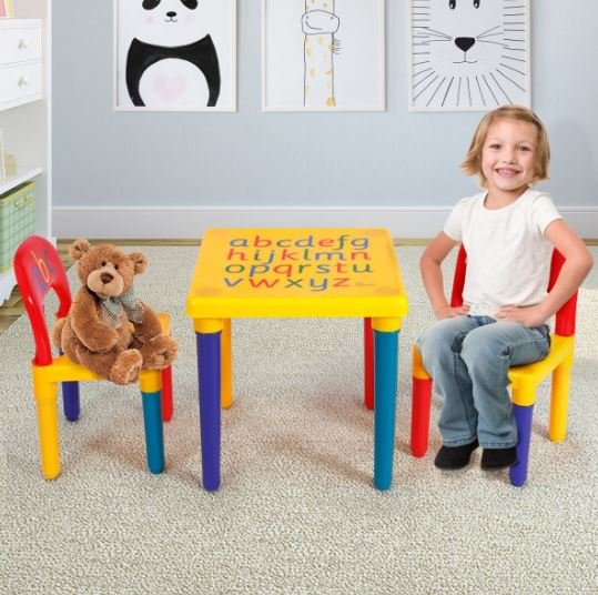 Children's Table and 2 Chairs Plastic Alphabet Printed