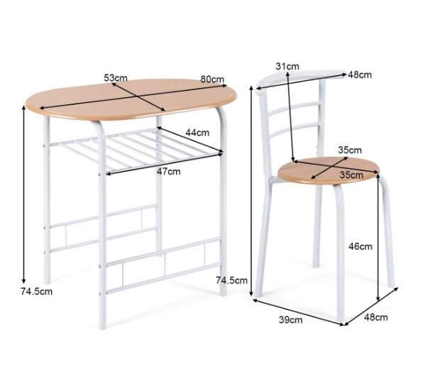 Kitchen Dining Table and 2 Chairs Set