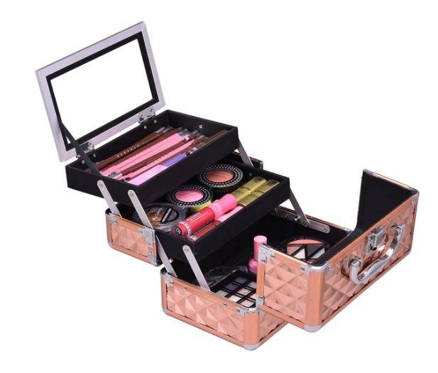 Makeup Cosmetic Case ABS 3 Tier with Mirror