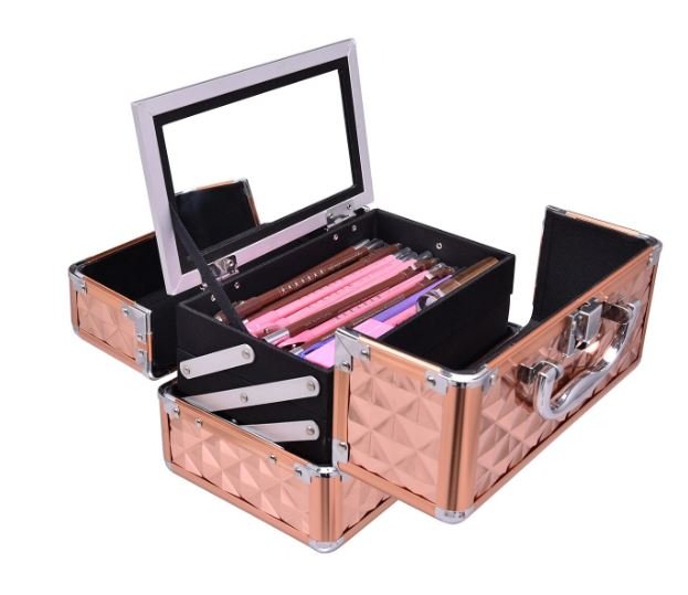 Makeup Cosmetic Case ABS 3 Tier with Mirror