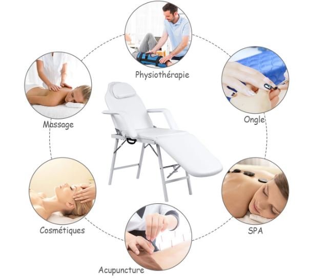 3 Zone Folding Massage Table Cosmetic SPA Bed White