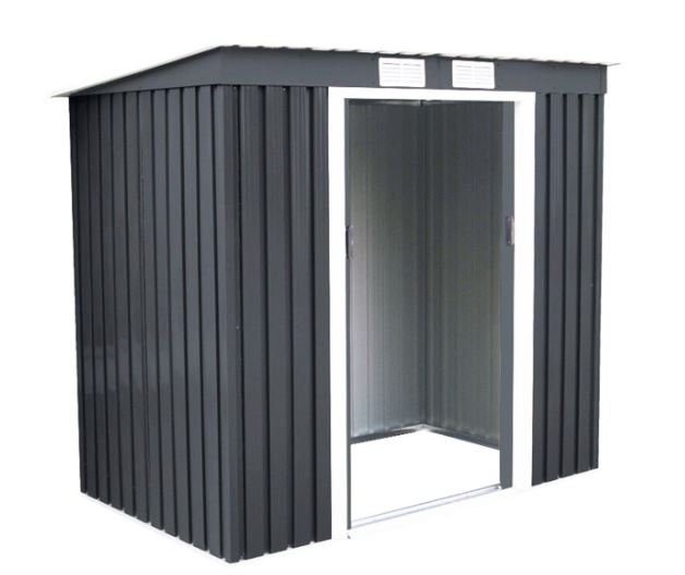 Metal Garden Shed Galvanized 213 x 130 x 173 cm Gray Sheds