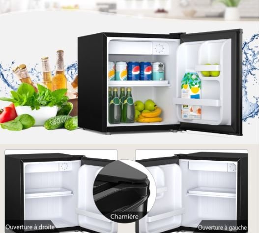 Black Mini Fridge 46L Silent Integrated Table Top