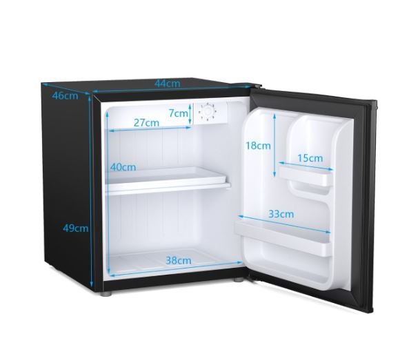 Black Mini Fridge 46L Silent Integrated Table Top