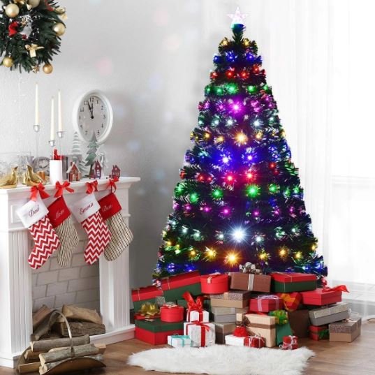 Artificial Christmas Tree 210cm LED Lights Multicolor