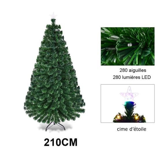 Artificial Christmas Tree 210cm LED Lights Multicolor