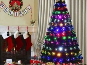 Artificial Christmas Tree 210cm LED Lights Multicolor