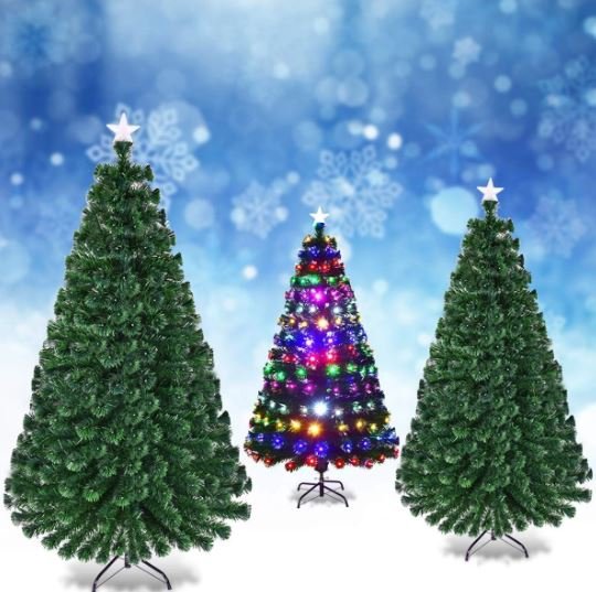 Artificial Christmas Tree 210cm LED Lights Multicolor