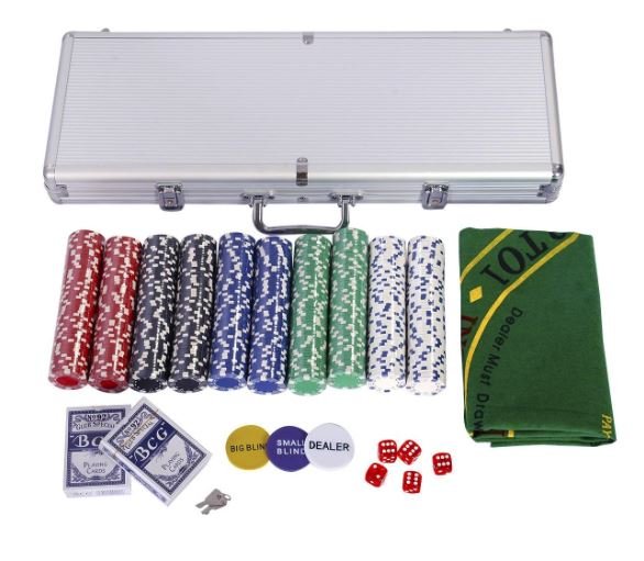 Poker Case with 500 Chips Aluminum with Lock 2 to 4 Players