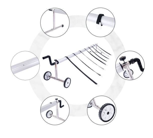 Lightweight Removable Pool Cover Reel Stainless Steel Aluminum