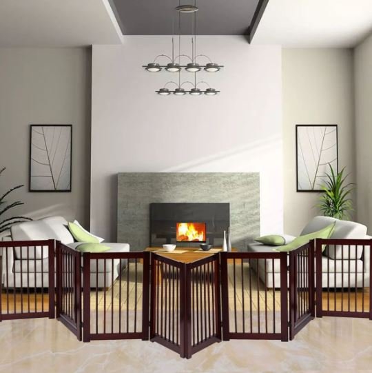 Pileable Dog Door Gate Pine Wood Puppy Safety Barrier