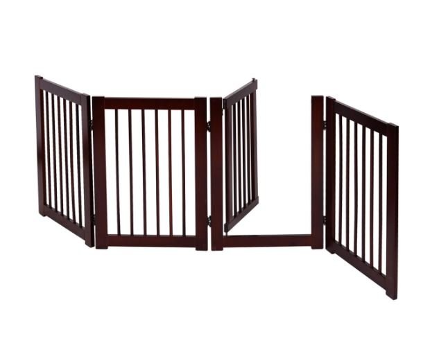 Pileable Dog Door Gate Pine Wood Puppy Safety Barrier