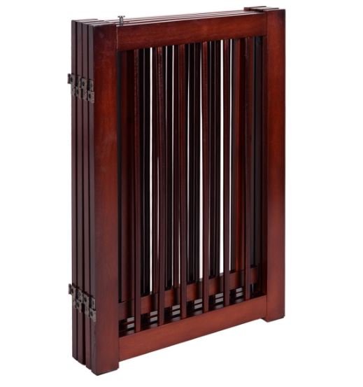 Pileable Dog Door Gate Pine Wood Puppy Safety Barrier