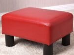Cube Footrest Stool Pouf Footstool PU Seat Red