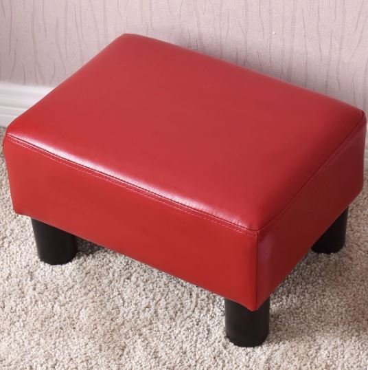 Cube Footrest Stool Pouf Footstool PU Seat Red
