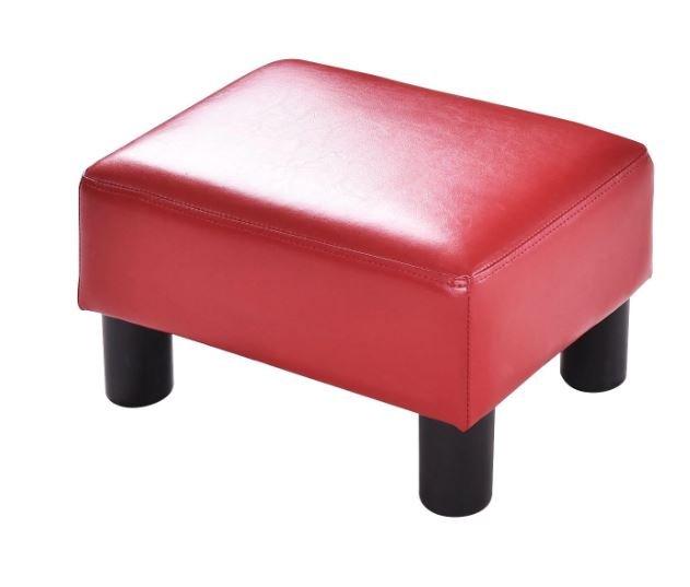 Cube Footrest Stool Pouf Footstool PU Seat Red