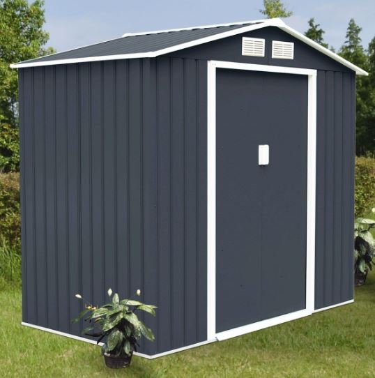 Metal Garden Shed Galvanized Sheet Metal 213 x 127 x 185 cm Gray
