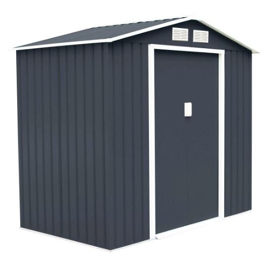Metal Garden Shed Galvanized Sheet Metal 213 x 127 x 185 cm Gray