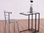 Modern C-Shaped Side Table Steel and Tempered Glass