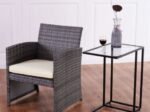 Modern C-Shaped Side Table Steel and Tempered Glass