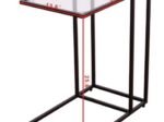 Modern C-Shaped Side Table Steel and Tempered Glass