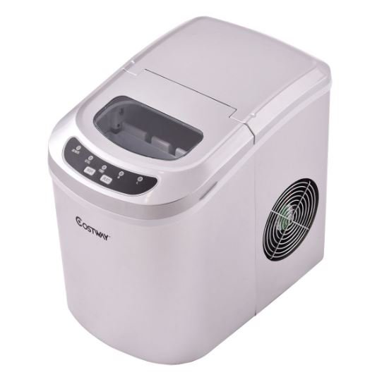 Silver Ice Cube Maker Machine 2.2L Tank 12kg Ice/24h with 2 Ice Sizes