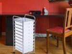 White Chromed Metal Storage Cart Trolley 32.5 x 37 x 86 CM