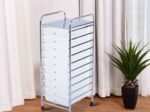 White Chromed Metal Storage Cart Trolley 32.5 x 37 x 86 CM