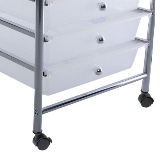 White Chromed Metal Storage Cart Trolley 32.5 x 37 x 86 CM