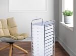 White Chromed Metal Storage Cart Trolley 32.5 x 37 x 86 CM