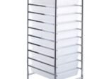 White Chromed Metal Storage Cart Trolley 32.5 x 37 x 86 CM