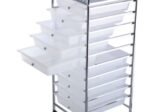 White Chromed Metal Storage Cart Trolley 32.5 x 37 x 86 CM