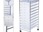 White Chromed Metal Storage Cart Trolley 32.5 x 37 x 86 CM