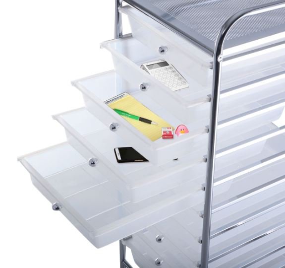 White Chromed Metal Storage Cart Trolley 32.5 x 37 x 86 CM