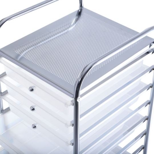 White Chromed Metal Storage Cart Trolley 32.5 x 37 x 86 CM