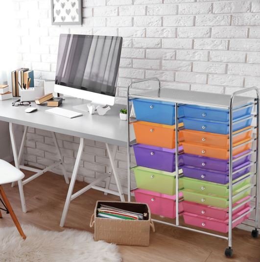 Storage Tower with 15 Removable Drawers Trolley