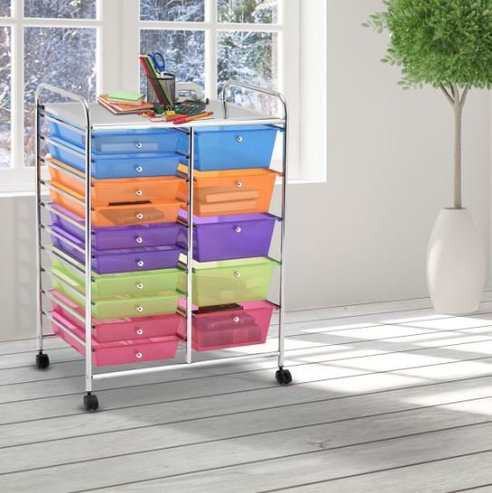 Storage Tower with 15 Removable Drawers Trolley