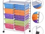Storage Tower with 15 Removable Drawers Trolley
