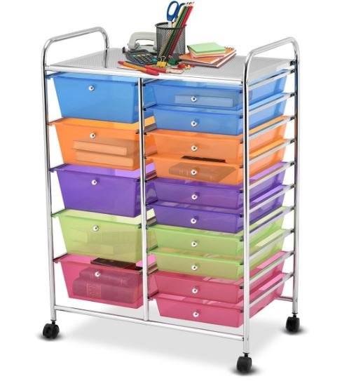 Storage Tower with 15 Removable Drawers Trolley