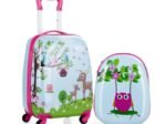Children's Suitcase Trolley Luggage + Backpack Owl