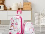 Children's Suitcase + Backpack Luggage Trolley Owl Pattern
