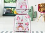 Children's Suitcase + Backpack Luggage Trolley Owl Pattern
