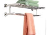Bathroom Double Towel Rack Shelf Wall Mounted