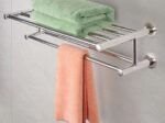Bathroom Double Towel Rack Shelf Wall Mounted