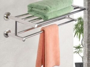 Bathroom Double Towel Rack Shelf Wall Mounted