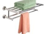 Bathroom Double Towel Rack Shelf Wall Mounted