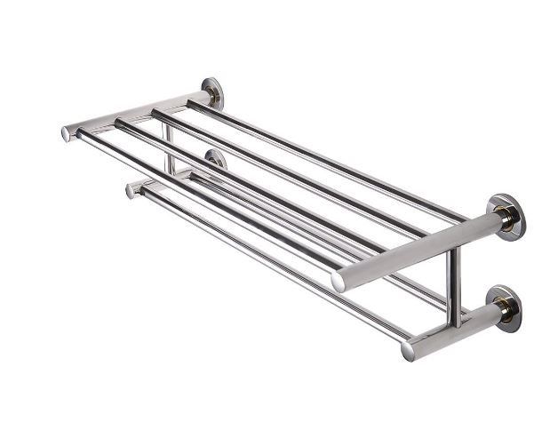 Bathroom Double Towel Rack Shelf Wall Mounted